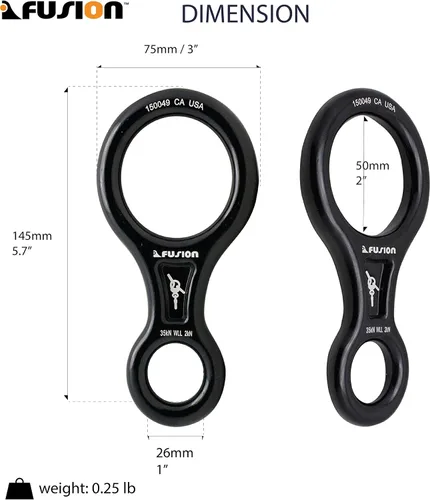 Vista 6 de Fusion Climb Aluminum Descender - Figure 8 Descender Black