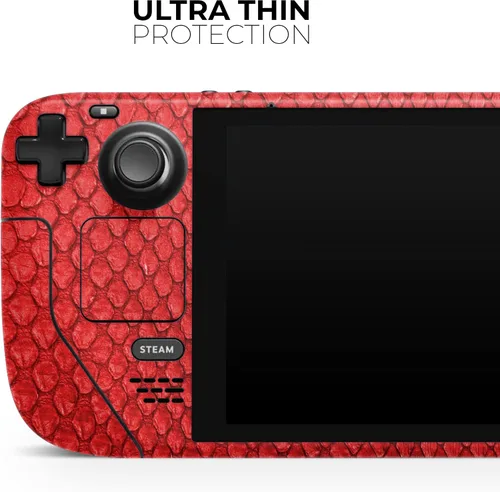 Vista 4 de Design Skinz - Compatible con Steam Deck - Calcomanía protectora de vinilo extraíble resistente a los arañazos - Patrón de piel de serpiente roja V3