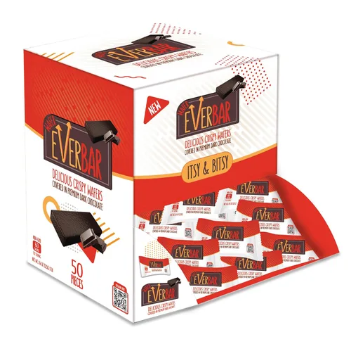 Vista 11 de EverBar - Barras de chocolate Dark'n Crispy, 24 unidades Barra de caramelo de oblea de chocolate negro sin OMG, para llevar Con café o té