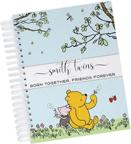 Vista 37 de Personalized Twin Baby Memory Book - Hardcover First Year Album Customized with Babies’ Names - Prompted Baby Journal (Blue Mountains)
