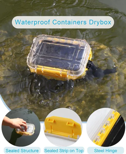 Vista 3 de Caja impermeable pequeña caja seca mini contenedor impermeable estuche de almacenamiento impermeable a prueba de agua, 5.5 pulgadas de largo x 4