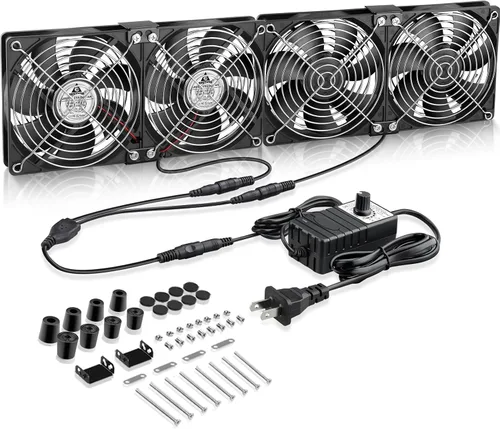 Vista 8 de GDSTIME Ventiladores Duales de Gran Flujo de Aire de 120mm, Ventilador de Computadora 2x120mm 240mm con Enchufe de CA, 110V 120V 220V 240V CA