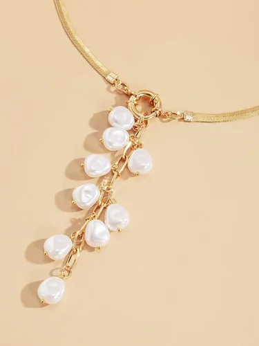 Vista 4 de WDIRARA Collar de cadena larga de serpiente Twist Y Lariat para mujer