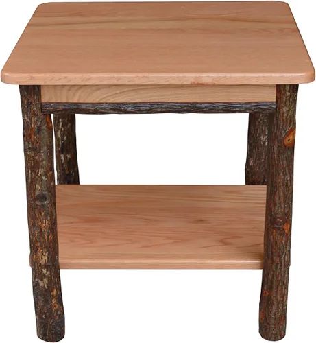 Vista 3 de Amish-Made - Mesa auxiliar cuadrada grande de nogal teñido natural con estante Natural Stain
