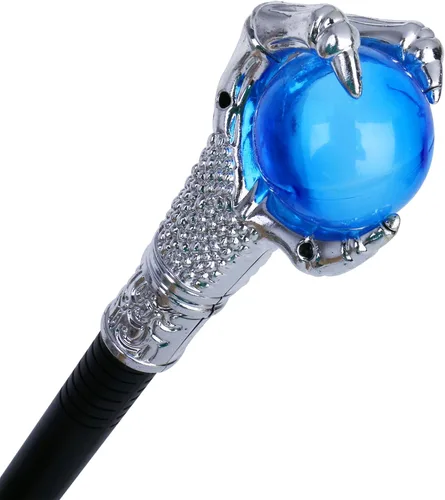 Vista 2 de Disfraces de Halloween, bastones para caminar, garra de dragón de fuego azul, varitas de orbe para caminar, bastón para fotos, accesorios decorativos