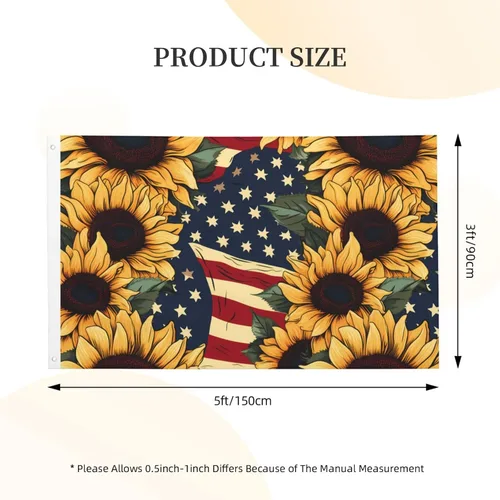 Vista 3 de Bandera estadounidense en la pared impresa de doble cara de 3 x 5 pies, bandera de felicitación del día nacional para jardín, patio, casa
