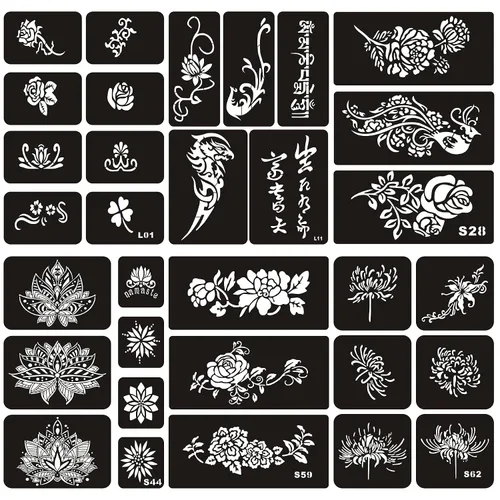 Vista 13 de Kotbs 6 hojas de plantillas temporales de tatuaje, 34 piezas de plantillas de tatuajes de henna con patrón de tótem de tigre y lobo, plantillas