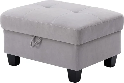 Vista 12 de Sofá modular convertible con otomana de almacenamiento, 7 plazas, en forma de L, moderno sofá esquinero de terciopelo para sala de estar