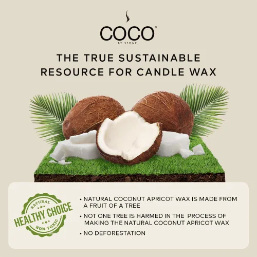 Vista 5 de COCO by Stone Vela de 6.5 onzas, vela de cera de albaricoque de coco para el hogar (ámbar), producto de fragancia para el hogar, vela de 1 mecha