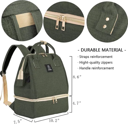 Vista 7 de Mochila para extractor de leche, bolsa enfriadora y resistente a la humedad, doble capa para madre, mochila de trabajo al aire libre con puerto