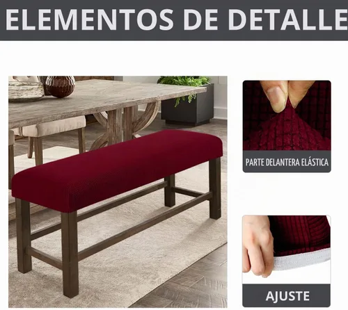 Vista 2 de Fundas de banco rectangulares, funda extraíble para silla de comedor, ajuste suave, universal, elásticas, antipolvo, lavable, protector de asiento