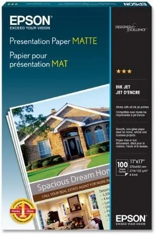 Vista 2 de Epson Papel de presentación mate (8.5 x 14 pulgadas, 100 hojas) (S041067), blanco brillante