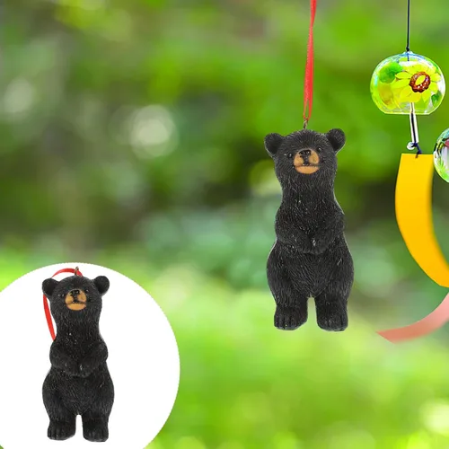 Vista 9 de Yardwe Lindo oso negro adorno oso decoración animal de peluche para jardín colgante figura