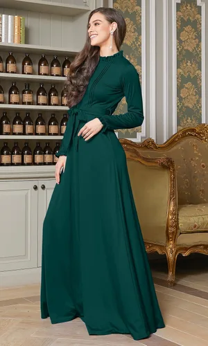 Vista 4 de KOH KOH Vestido largo de manga larga para mujer, elegante, con bolsillos, para otoño e invierno