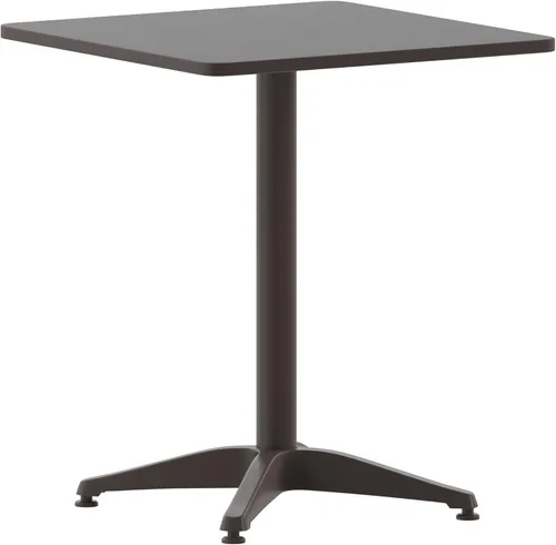 Vista 8 de Flash Furniture - Mesa cuadrada de aluminio de 27.5 pulgadas de grado comercial Mellie para interiores y exteriores con base