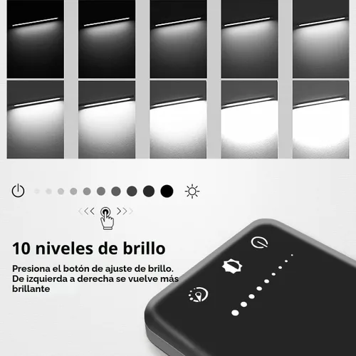 Vista 3 de Lámpara de escritorio LED White Crown, lámpara de mesa regulable, lámpara de lectura con puerto de carga USB, 5 modos de iluminación, control Negro