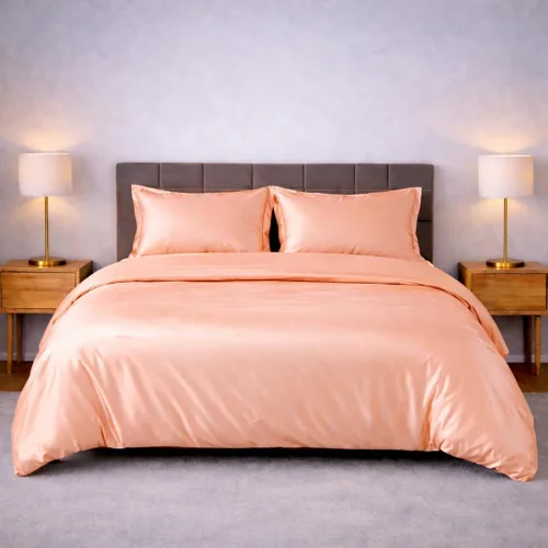 Vista 9 de Juego de funda de edredón de satén de seda – Juego de ropa de cama de lujo de 4 piezas con 1 funda de edredón, 1 sábana bajera