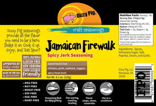 Vista 2 de Dizzy Pig Barbecue Company Jamaican Firewalk - Condimento picante Jerk (coctelera de 8 onzas)