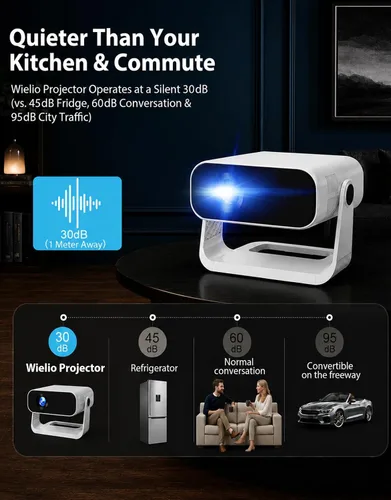Vista 11 de Projector Mini Smart, with Wifi and Bluetooth, 220 ANSI 1080P HD, Built-in Apps, Portable Outdoor Bedroom Movie Projector, for Phone, Android TV
