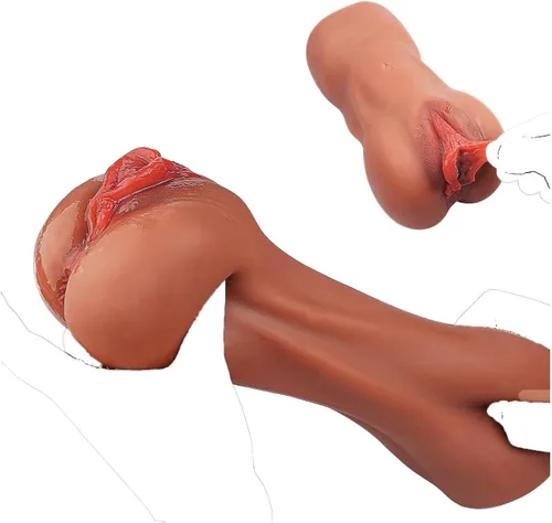 Vista 2 de Juguetes sexuales para hombres, masturbadores masculinos, juguetes realistas para adultos, muñeca sexual 3D realista 2 en 1 con vagina y anal, coño
