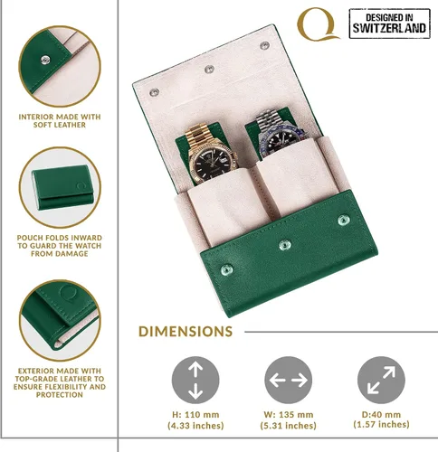 Vista 4 de Estuche para reloj y estuche para viajes Estuches portátiles de viaje Bolsa de reloj de viaje y almacenamiento Bolsa de cuero italiano Soporte