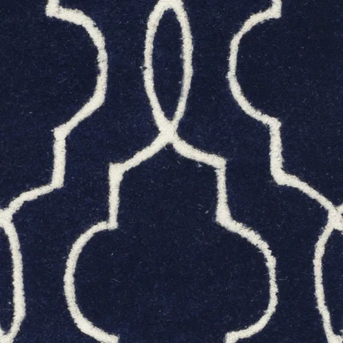 Vista 6 de SAFAVIEH Chatham Collection CHT723C - Alfombra decorativa de lana geométrica de alta calidad, hecha a mano, 2 x 3 pies, color azul oscuro/marfil
