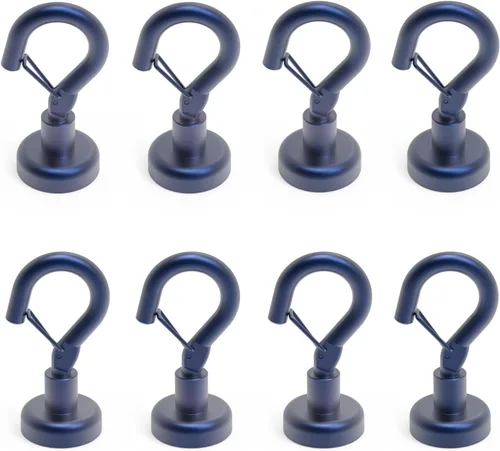 Vista 15 de Ant Mag Ganchos magnéticos negros resistentes con broche de presión de 22 libras, ganchos magnéticos fuertes, ideales para colgar en refrigerador
