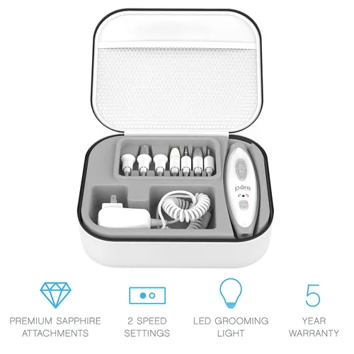 Vista 2 de Pure Enrichment PureNails - Kit profesional de manicura y pedicura de 10 piezas, juego de taladro eléctrico de uñas para aseo de calidad de salón