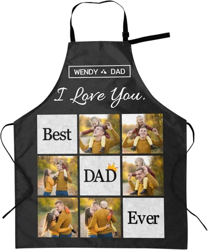 Vista 32 de Delantales personalizados con dos bolsillos para mujeres y hombres, delantales personalizados impresos con texto fotográfico para cocinero de cocina