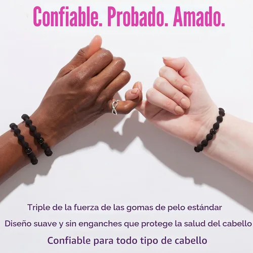 Vista 5 de Goody Ouchless Forever - Bandas elásticas para el cabello, 10 unidades, color negro, bandas sin daños, lazos elásticos 3 veces más fuertes