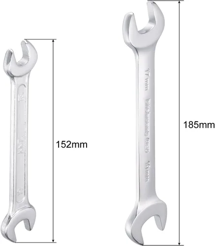 Vista 2 de uxcell Llave métrica de doble extremo abierto de 0.669 in x 0.748 in, 0.512 in x 0.591 in, apertura en forma de U para hacer bricolaje a mano