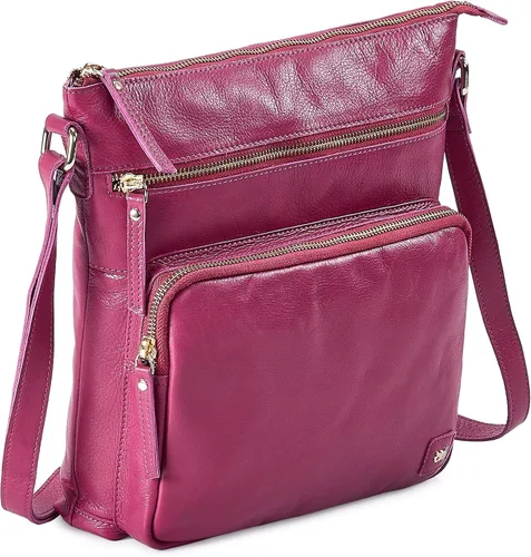 Vista 10 de Bolsos cruzados de cuero genuino y carteras para mujeres, bolsos de hombro cruzados hechos a mano, elegantes y modernos