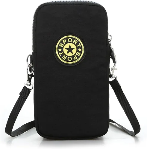 Vista 5 de Bolso cruzado para teléfono para mujer, mini bolso de hombro ligero con cremallera, bolsa de viaje pequeña manos libres para uso diario (negro)