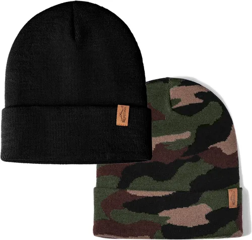 Vista 13 de Rajputana 1 y 2 Packs Gorro de invierno unisex de punto para hombre y mujer 2-Camuflaje