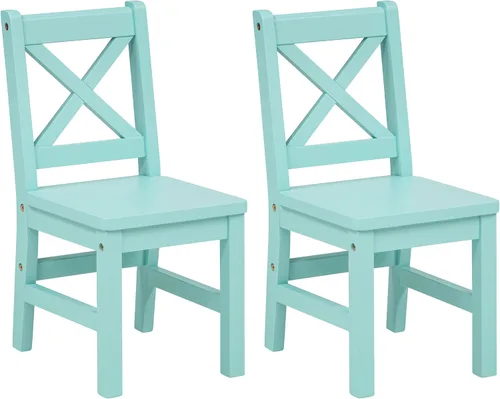 Vista 5 de eHemco - Silla de madera maciza para niños, natural, juego de 2 Parte trasera en X, madera de caucho