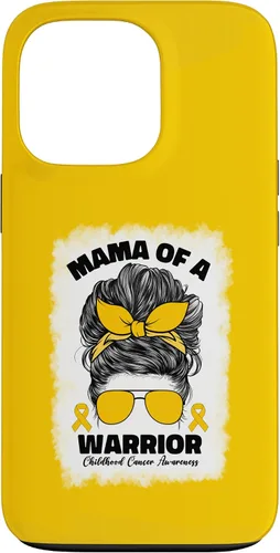 Vista 10 de Mama of A Warrior Messy Bun Mom Childhood Cancer Awareness Case for iPhone 17