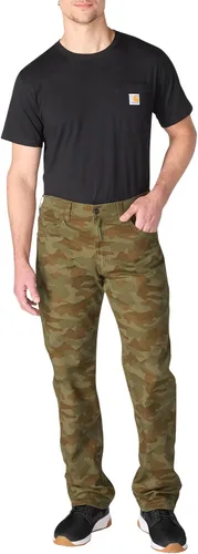 Vista 4 de Carhartt - Pantalón Rigby corte recto relajado para hombre verde army camuflado