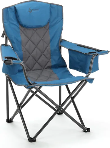 Vista 18 de ARROWHEAD OUTDOOR Silla plegable portátil de lujo para campamento con reposacabezas, portavasos y vidrio, enfriador de 6 latas, bolsa de transporte