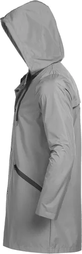 Vista 4 de COOFANDY Chaqueta impermeable para hombre con capucha, ligera, plegable, larga para exteriores