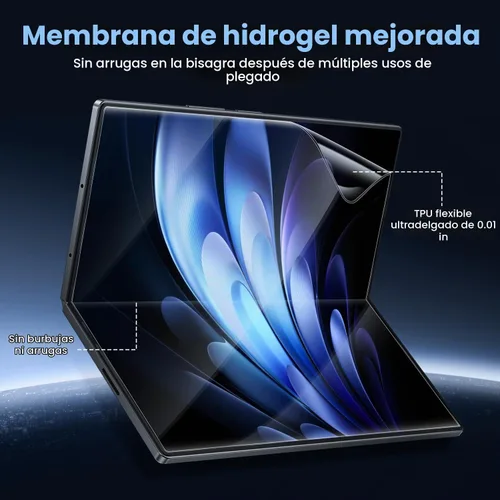 Vista 3 de WSKEN Protector de pantalla para Samsung Galaxy Z Fold 7 – [Marco de alineación automática] Paquete de 2 películas interiores de TPU + 2
