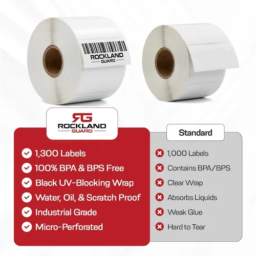 Vista 6 de Rockland Guard Etiquetas térmicas directas de 3 x 1 pulgada (1,300/rollo) - Etiquetas de código de barras FNSKU de Logística de Amazon, etiquetas