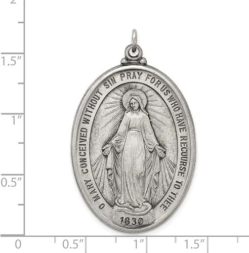 Vista 3 de Auriga Fine Jewelry Colgante de plata de ley 925 con medalla milagrosa antigua (L- 1.654in, W- 0.984in), regalo para mujer, Metal