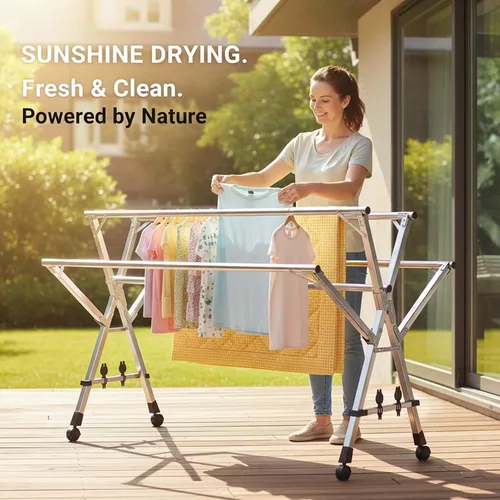 Vista 6 de This Heavy Duty Foldable Clothes Drying Rack, Stainless Steel Laundry Drying Rack, Collapsible Garment Rack, Indoor Clothesline, Portable Space
