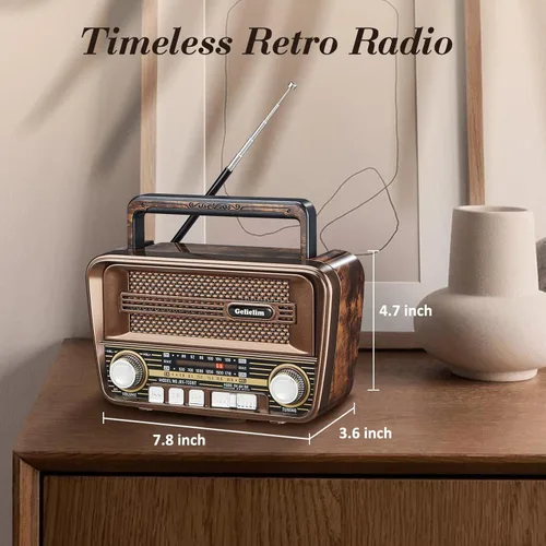 Vista 3 de Gelielim Radio portátil AM FM y reproductor de casete de CD Boombox Combo, radio portátil AM/FM para el hogar, sonido estéreo, grabación de cinta