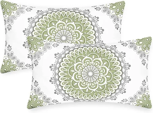 Vista 13 de CaliTime Fundas de Almohadas Decorativas Paquete de 2 Cómodas de Vellón Mandala Dalia Floral Medallón Estilo Brújula Fundas de Cojines para Sofá