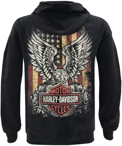 Vista 2 de Harley-Davidson - Sudadera con capucha de forro polar para hombre, color negro liso