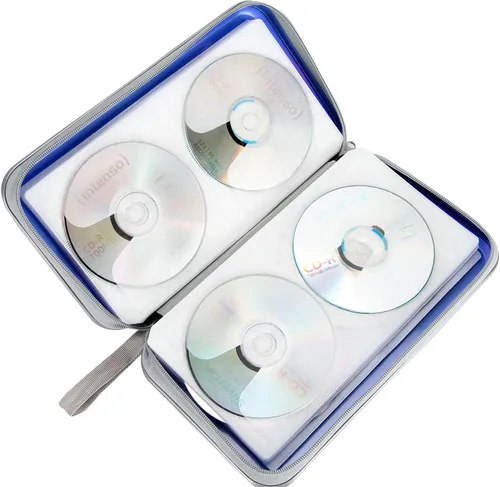 Vista 5 de Siveit Funda para CD, capacidad para 80, carteras para CD/DVD, fundas rígidas de plástico para CD y DVD, estuches de almacenamiento, carpeta