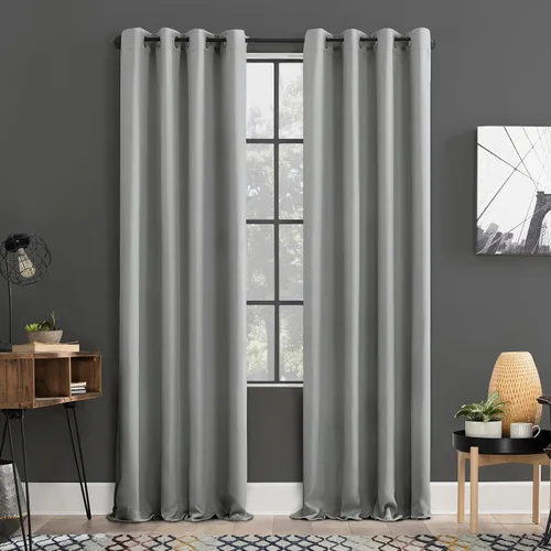 Vista 26 de Sun Zero Soho - Juego de 2 paneles de cortinas opacas de eficiencia energética con ojales, 54 x 63 pulgadas, color blanco paloma Oyster White