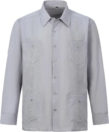 Vista 8 de Camisas guayabera de manga larga para hombre