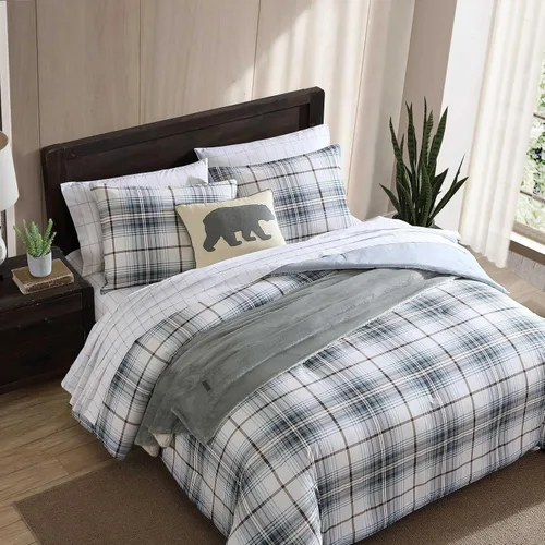 Vista 3 de Eddie Bauer - Juego de edredón twin, ropa de cama reversible a cuadros con funda a juego, peso medio para uso durante todo el año, artículos Aliso